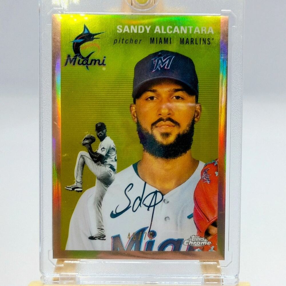 Sandy Alcantara #219 Topps Chrome Platinum Rose Gold Refractor 2023 SP 46/75